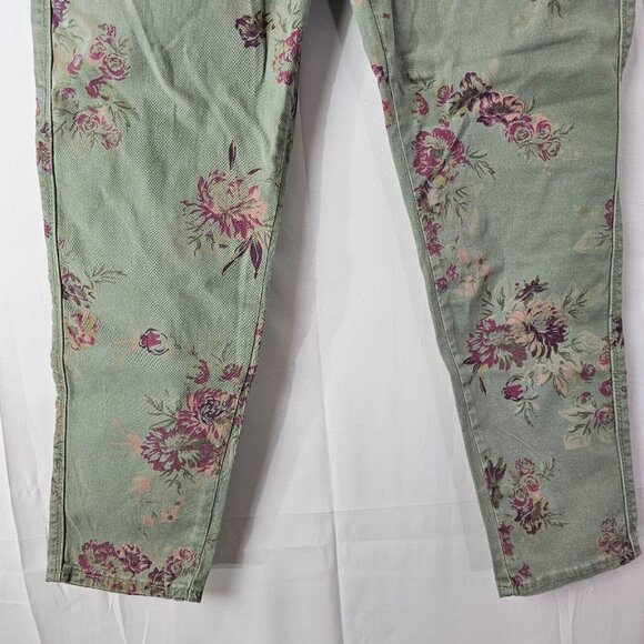 NWT Seven 7 Jeans Womens 10 High Rise Ankle Skinny Green Floral Stretch Denim - Picture 7 of 15